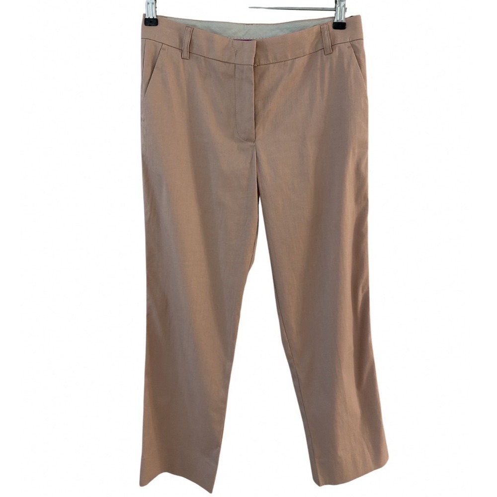Etro Tan Cotton Women Sz 40 Blend Straight Leg Trousers Italy Blush Pink Pants